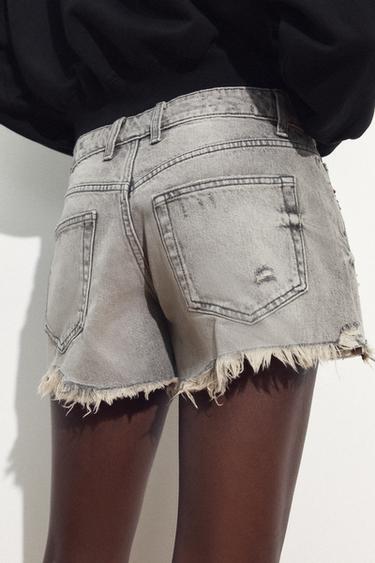 MID-WAIST DENIM SHORTS - Grey by Zara