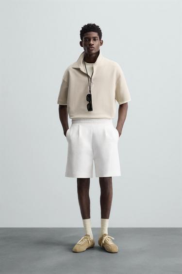 Zara TECHNICAL ZIP POLO SHIRT - Stone - Image 0