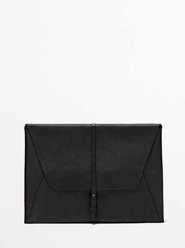 Zara Cowhide leather laptop case with nappa finish - Black