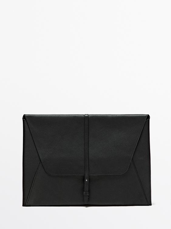 Cowhide leather laptop case with nappa finish