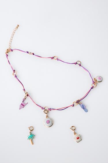 INTERCHANGEABLE MULTI-CHARM NECKLACE - Pink / Lilac by Zara - Image 3