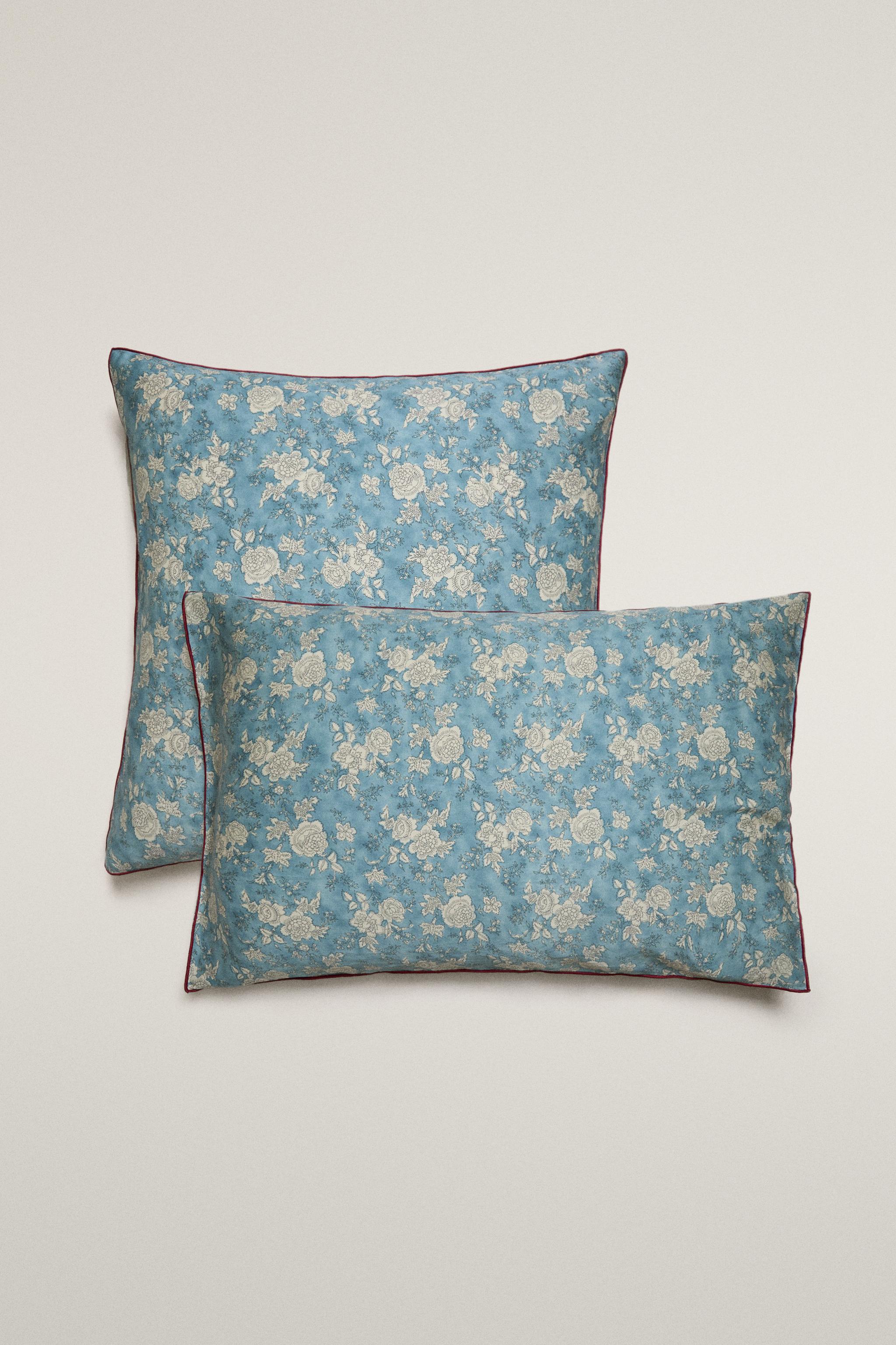 FLORAL SATEEN PILLOWCASE WITH PIPING