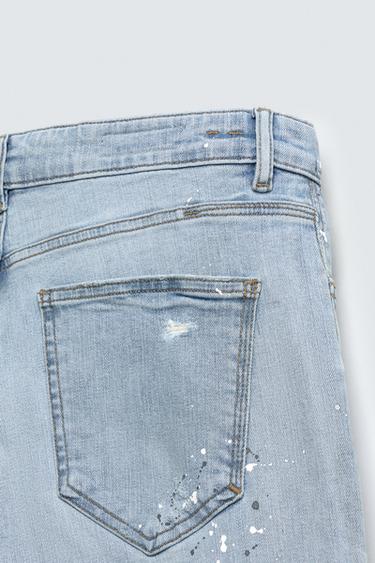 RIPPED SKINNY FIT JEANS - Light blue by Zara - Image 3