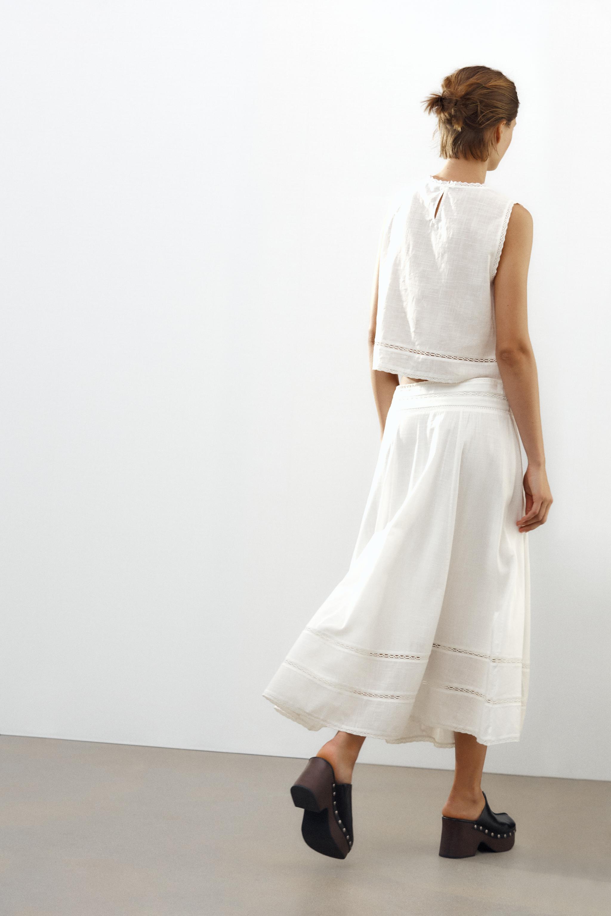 TOP COM BORDADO ZW COLLECTION - Cru | ZARA Brasil