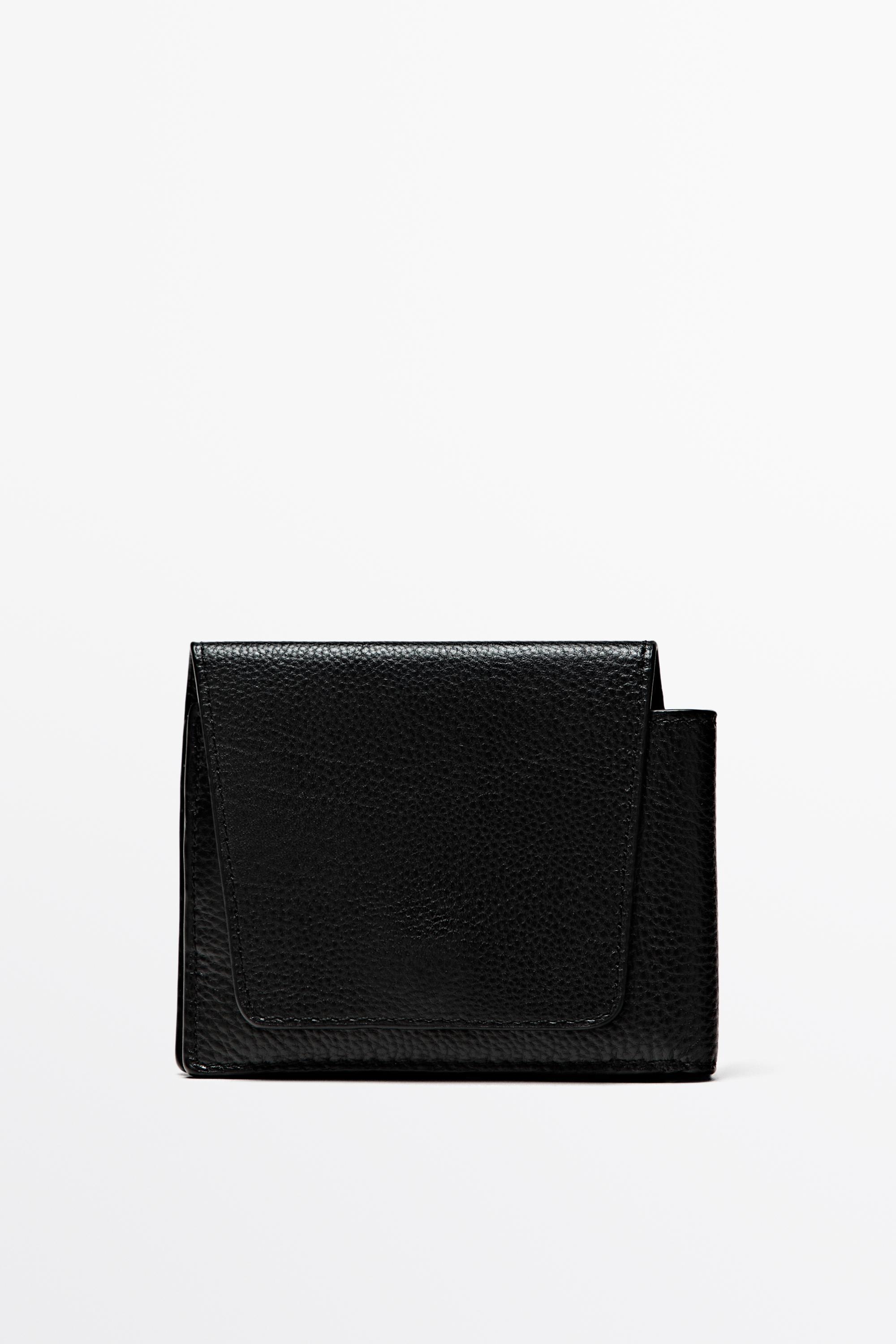 Nappa leather flap wallet — Black