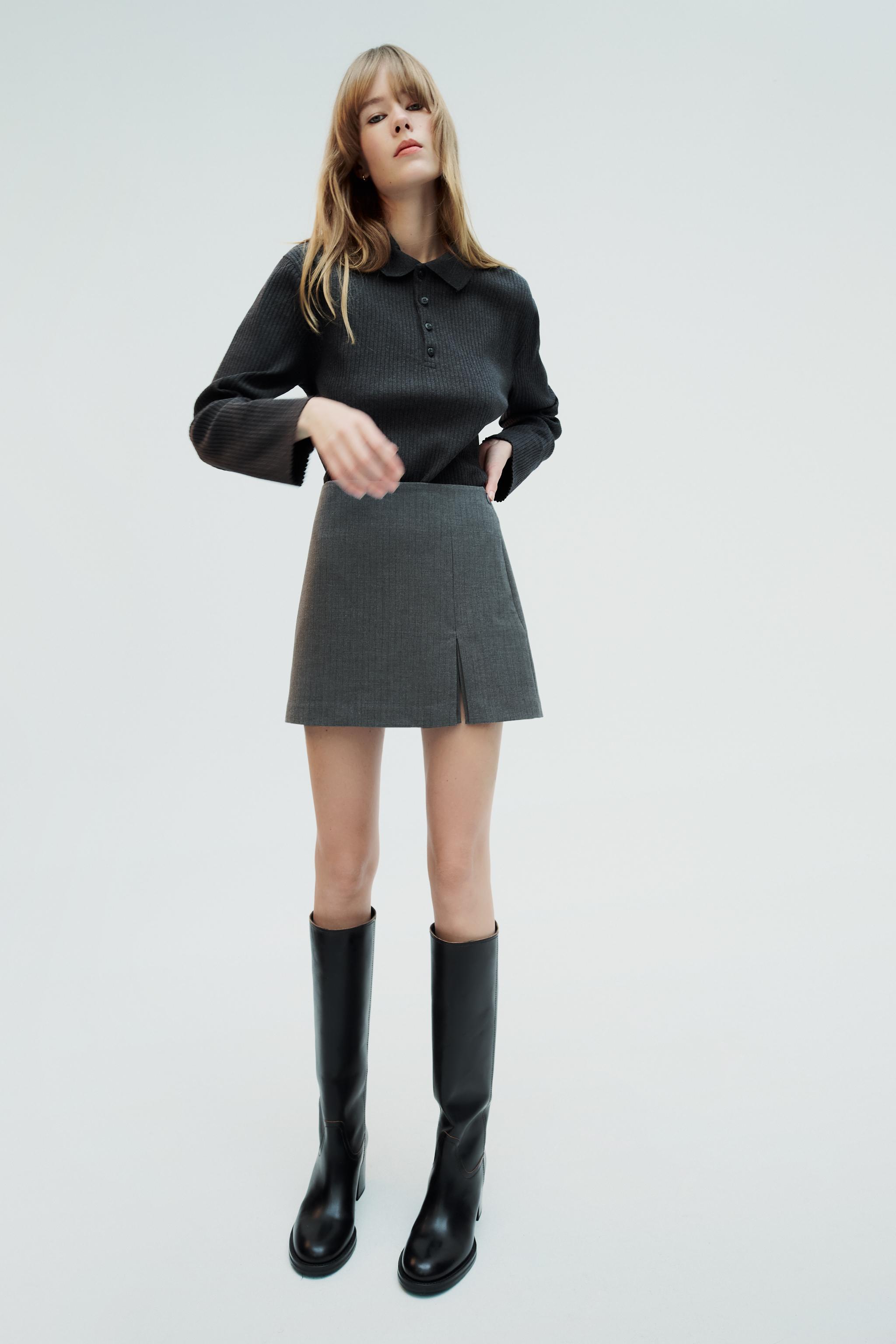 Grey mini hotsell skirt zara