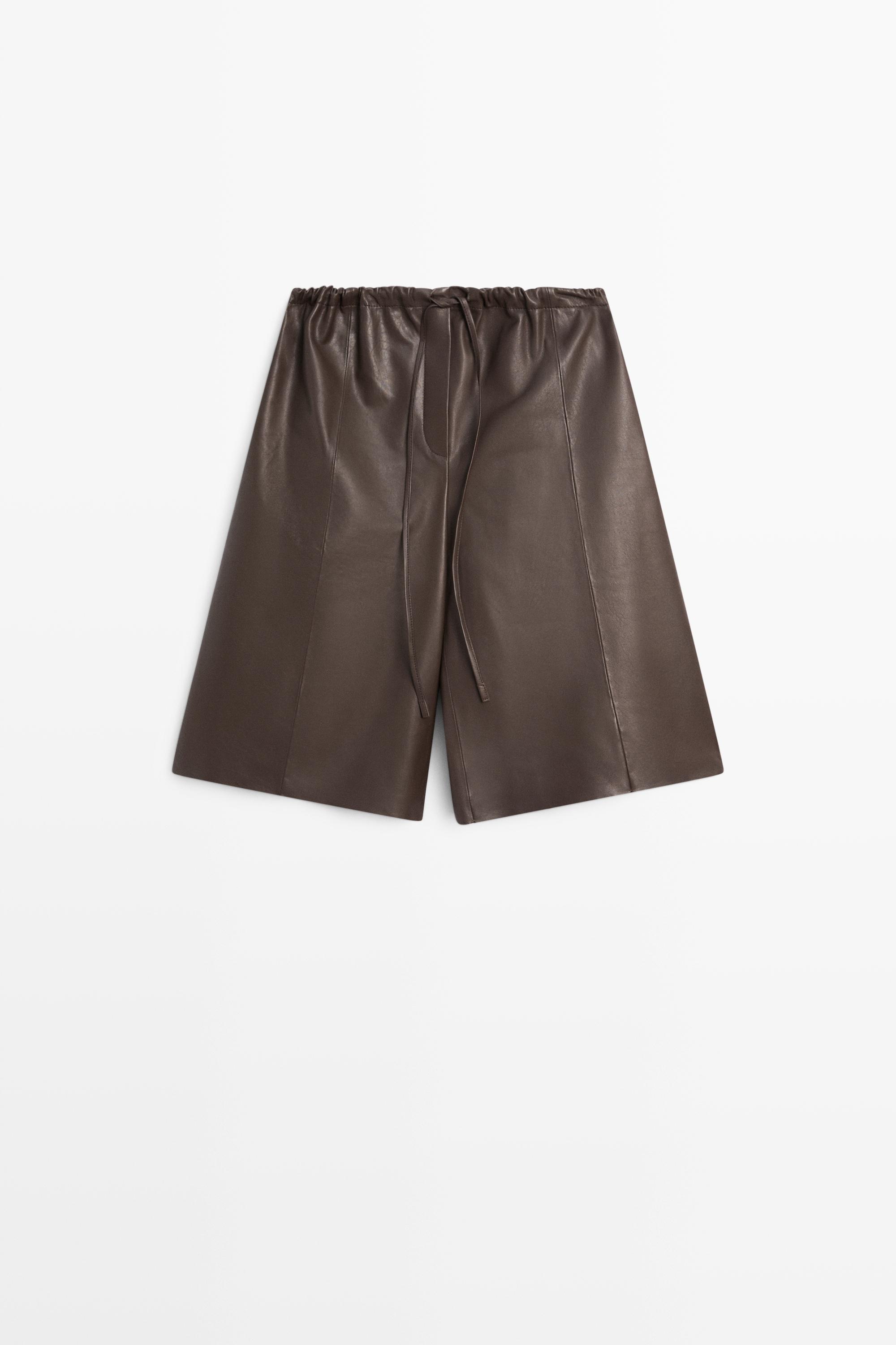Bermuda long en cuir nappa