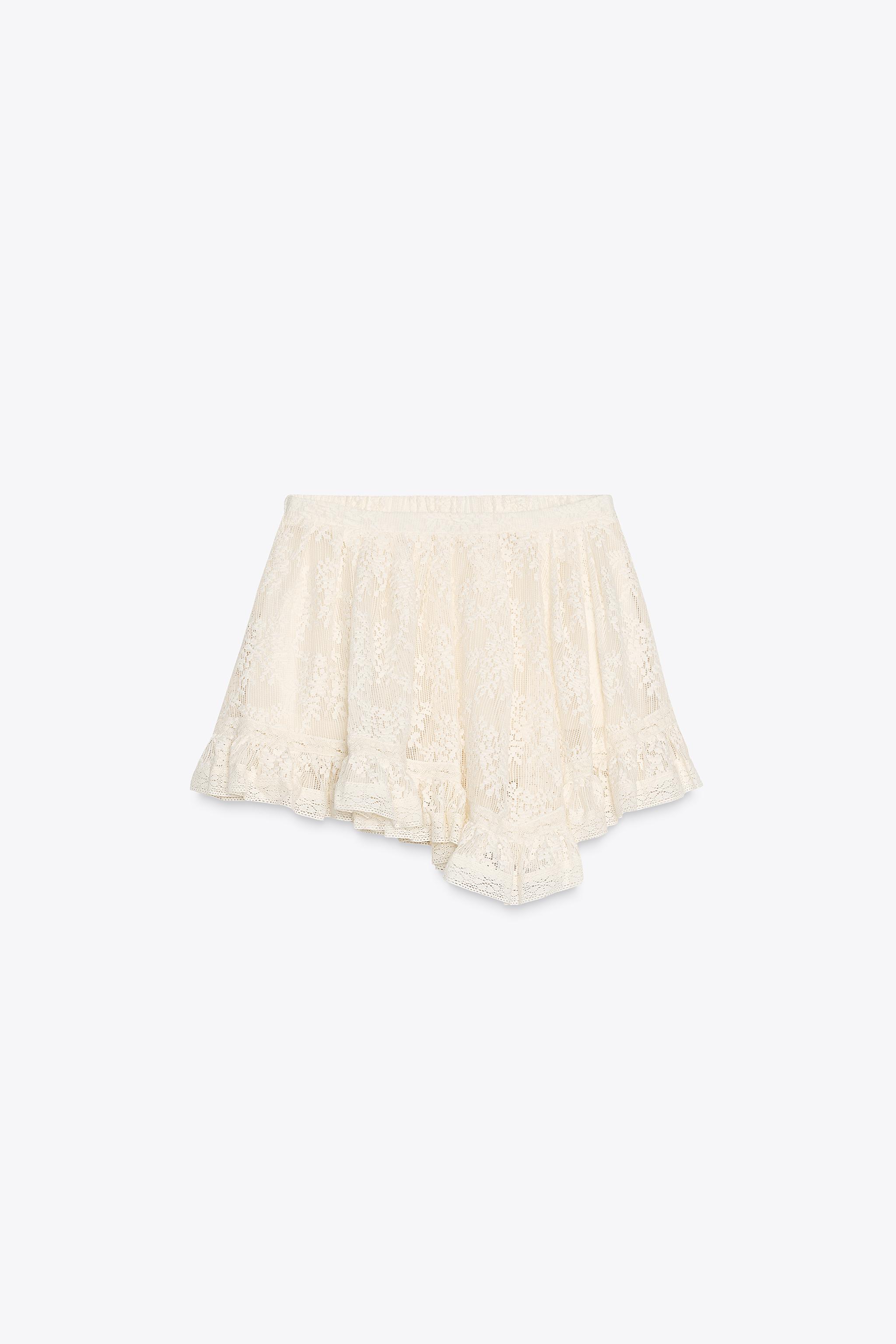 スペイン発送 ZARA レースフリルミニスカート 上品カジュアル スペイン発送 ZARA レースフリルミニスカート 上品カジュアル