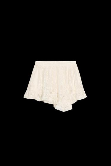 FALDA MINI ENCAJE VOLANTES - Crudo de Zara - Imagen 0