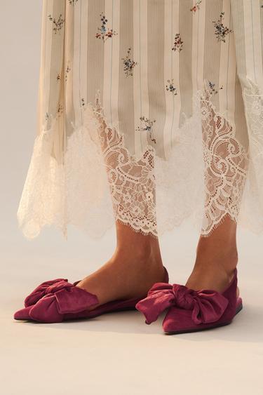 MULES PLATES OUVERTES À L'ARRIÈRE GROS NŒUD ÉDITION LIMITÉE - Rose de Zara - Image 1