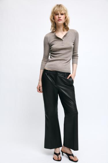 Zara KNIT HENLEY JUMPER - Mink