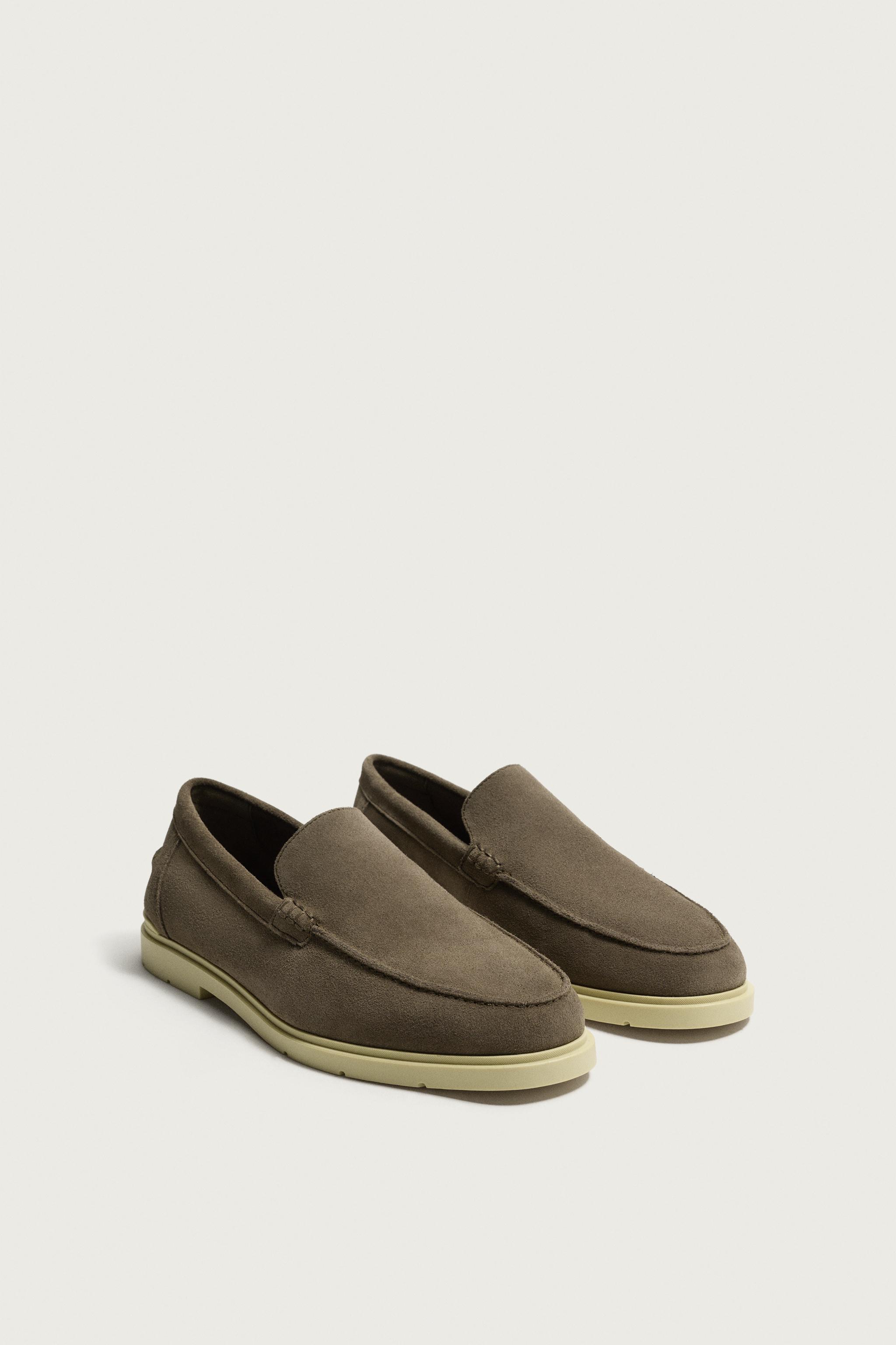 CASUAL LEATHER LOAFERS — Taupe Gray