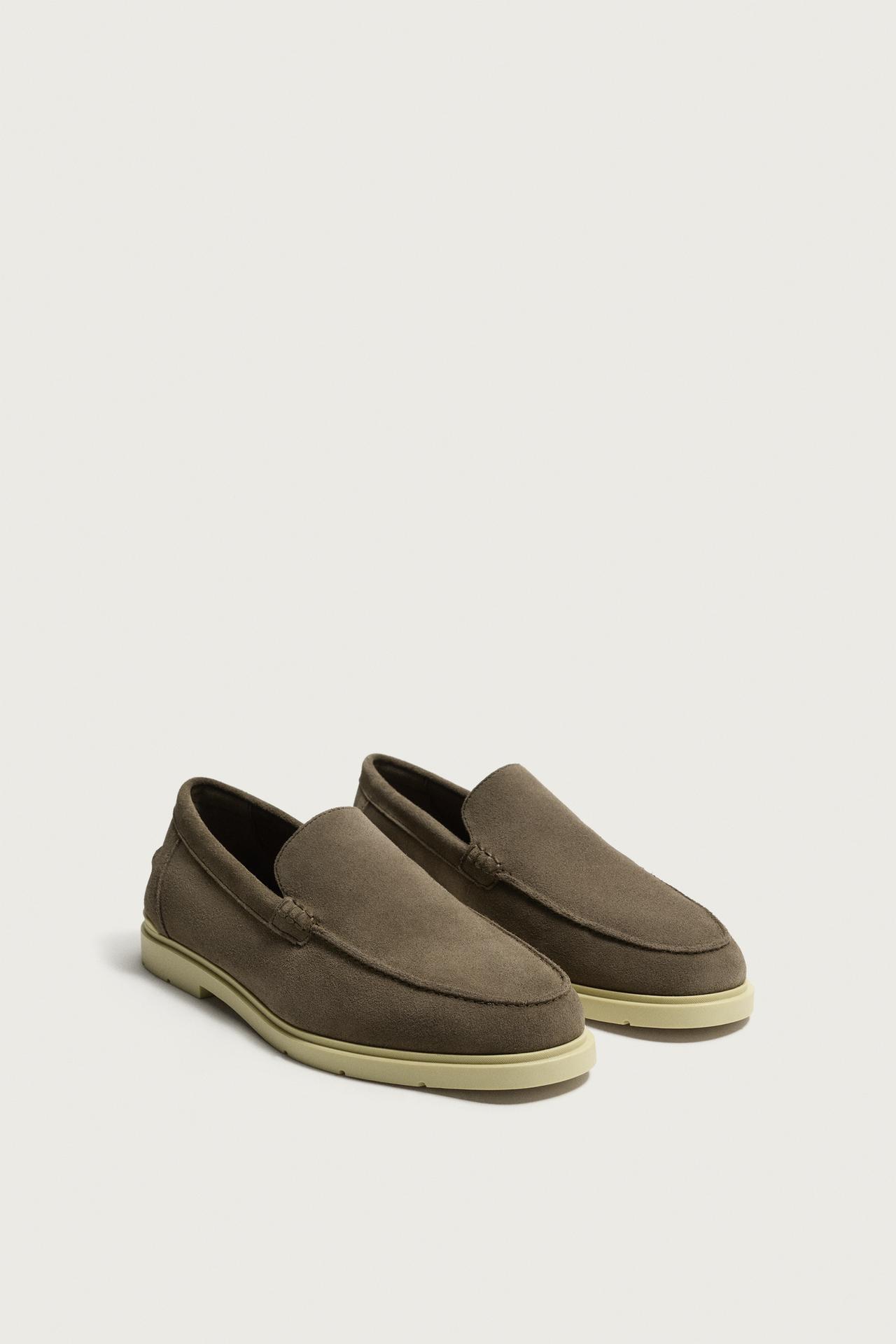 CASUAL LEATHER LOAFERS — Taupe Gray