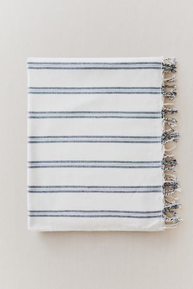 STRIPED WRAP BEACH TOWEL - Navy blue by Zara - Image 4