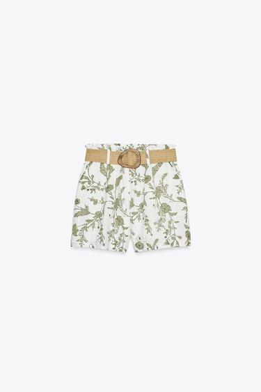BERMUDA IMPRIMÉ BRODERIES AJOURÉES - écru/vert kaki de Zara - Image 5