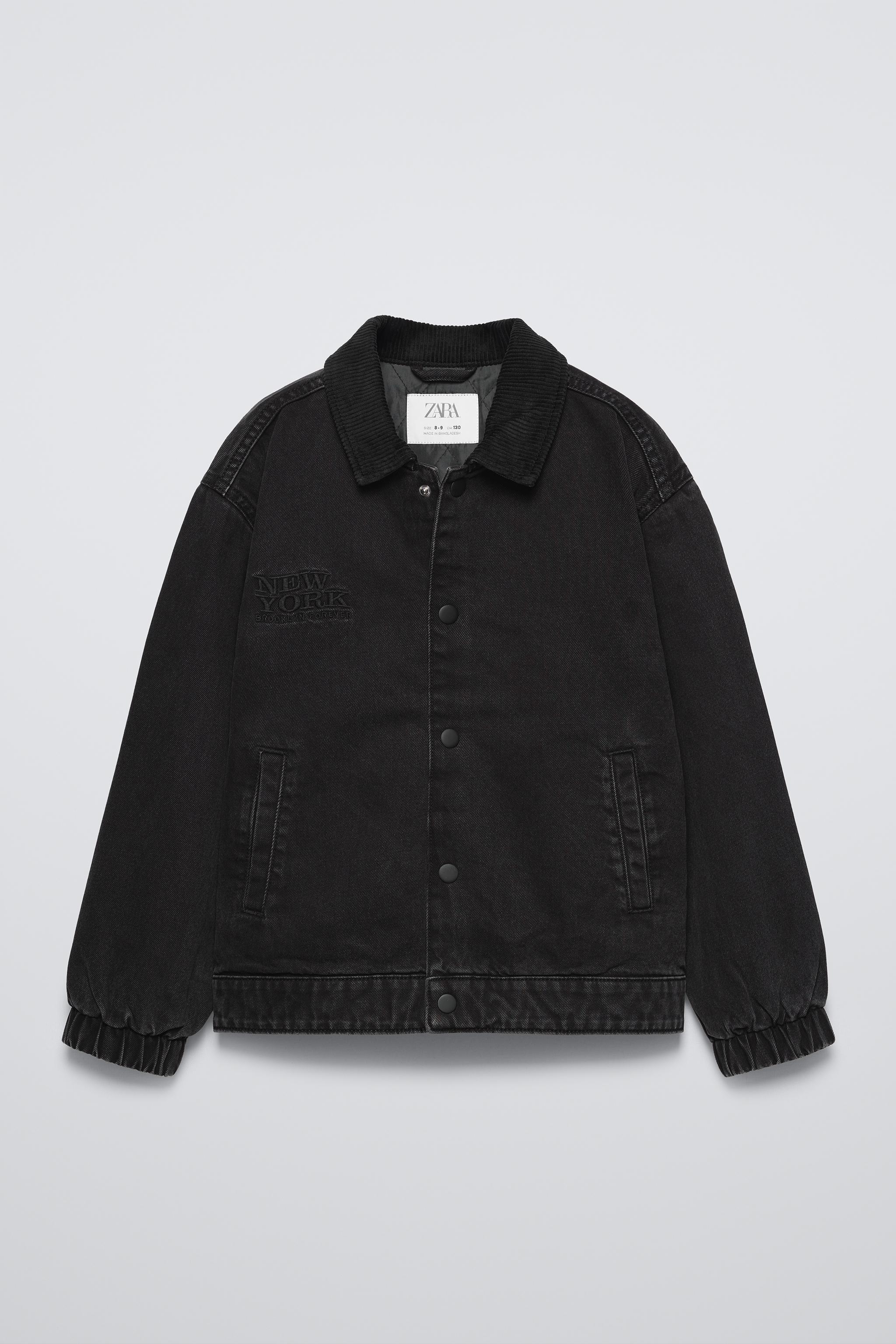 VESTE EN JEAN BRODEE Noir ZARA France