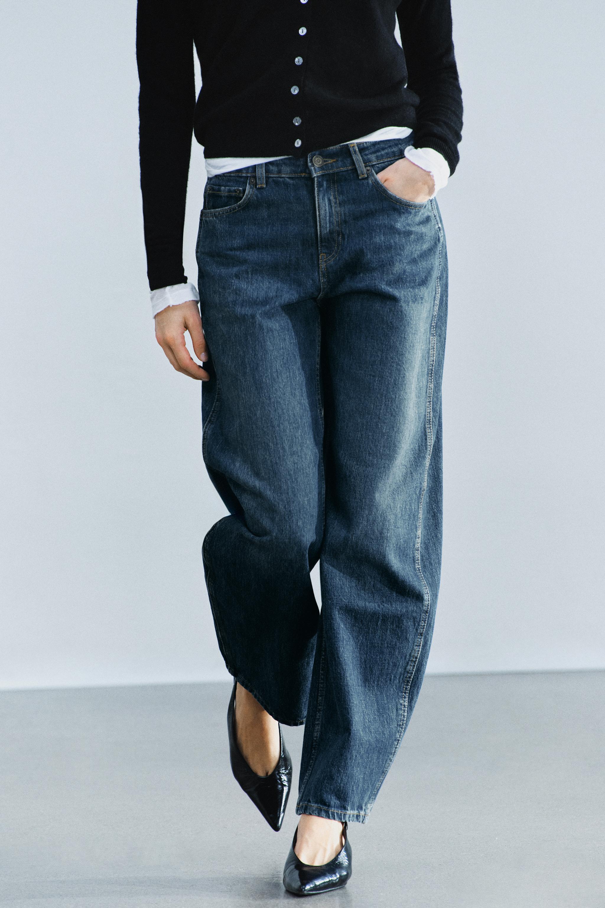 Zara ZW COLLECTION CURVED STRAIGHT ORTA BEL JEAN görsel 2