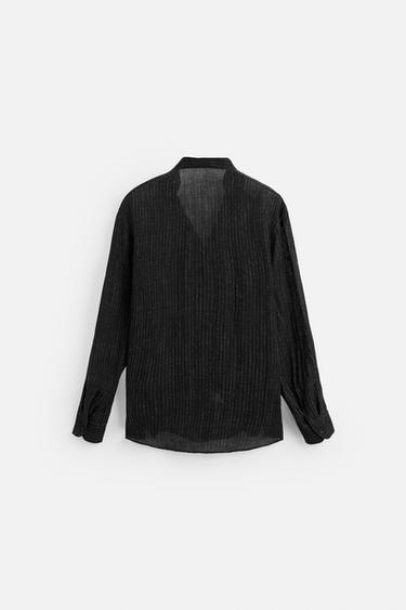 SEMI-SHEER TEXTURED SHIRT - Black by Zara - Image 6