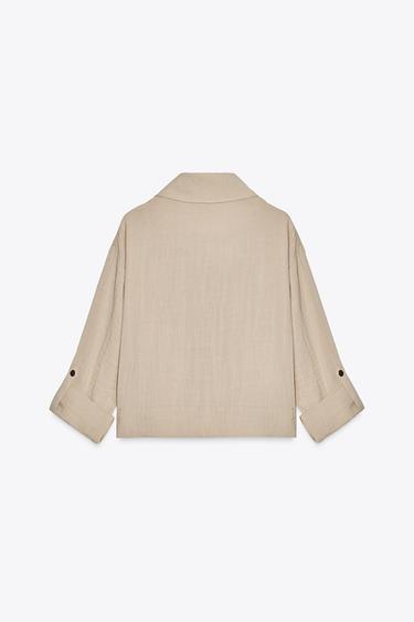 KURZE JACKE MIT SCHLAUFEN - Sandfarben von Zara