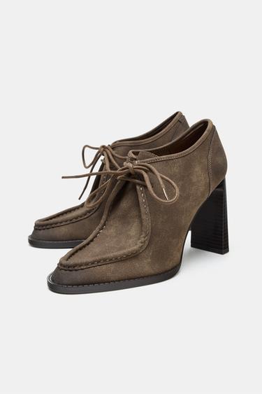 LACE-UP HIGH-HEEL SHOES - Khaki Green by Zara - Image 1