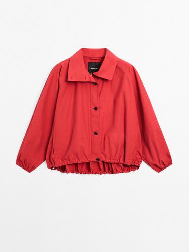 Zara High neck bomber puff jacket - Red - Image 0