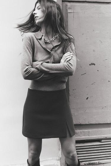 PULL POLO EN MAILLE UNIE - Gris chiné de Zara - Image 5