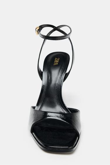 PATENT-FINISH HIGH-HEEL SANDALS - Black by Zara - Image 3