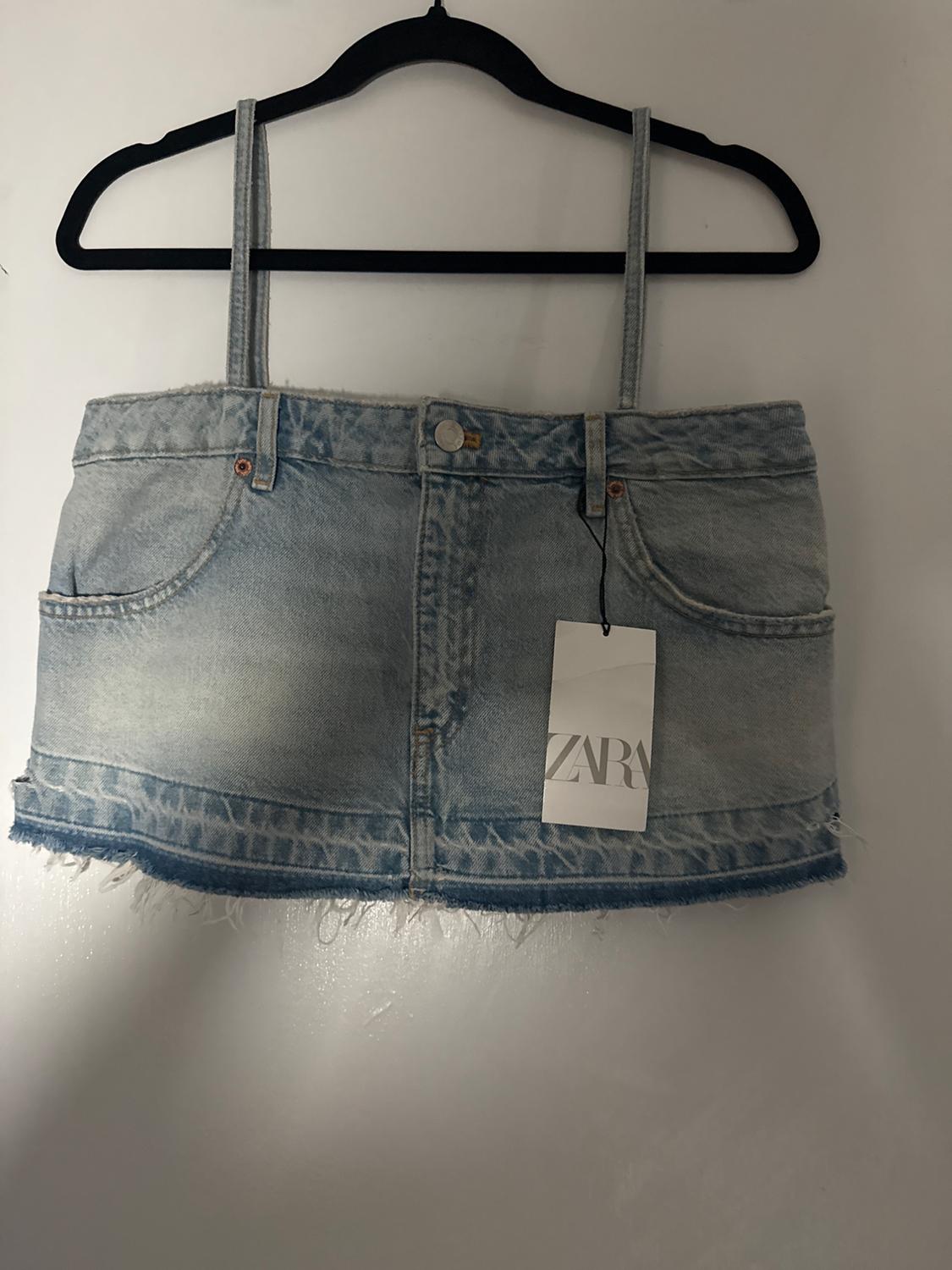 TRF SKIRT STYLE DENIM CROP TOP - Image 2