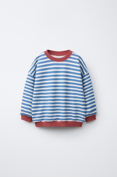 CONTRAST STRIPE SWEATSHIRT - Blue/White by Zara