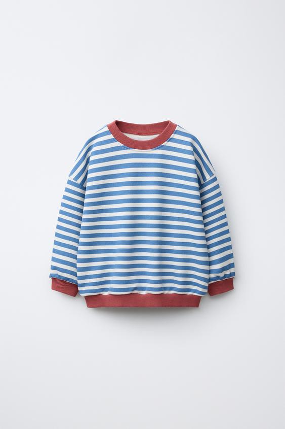 CONTRAST STRIPE SWEATSHIRT - Blue/White by Zara - Image 0