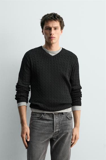 SUÉTER ESTRUTURA TRANÇADA - Preto da Zara