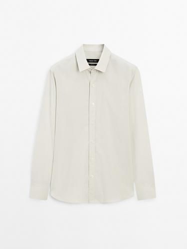 Zara Regular-fit 100% cotton shirt - Light beige