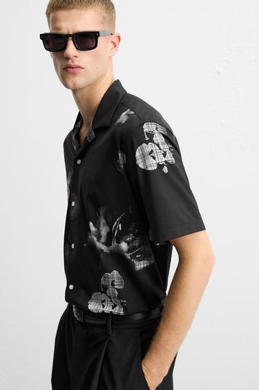 CHEMISE ÉLASTIQUE À IMPRIMÉ FLEURS - Noir de Zara - Image 5