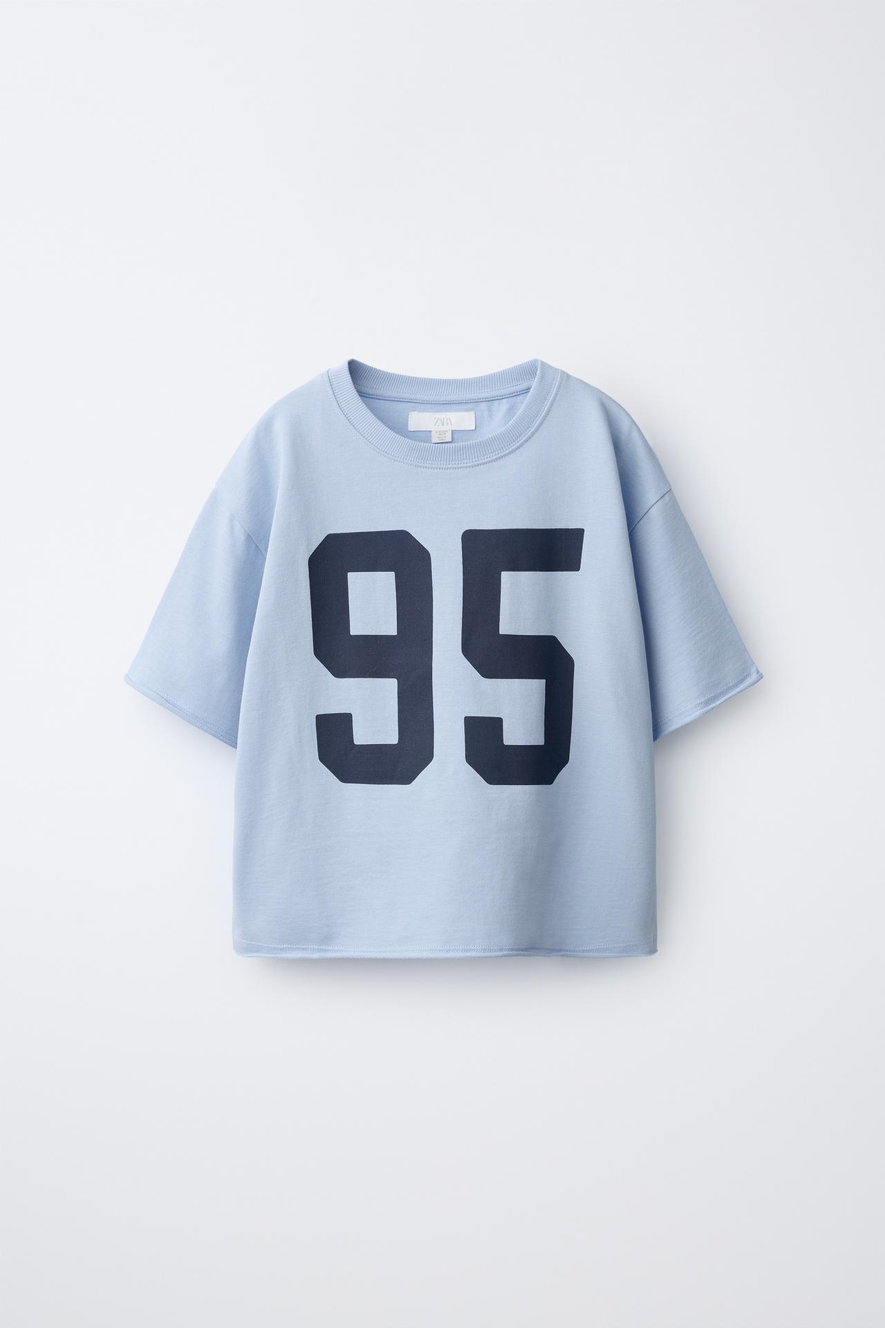 VARSITY PRINT T-SHIRT — Sky blue