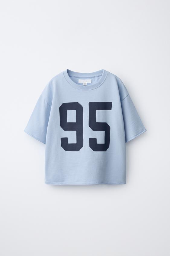 VARSITY PRINT T-SHIRT - Sky blue by Zara - Image 0