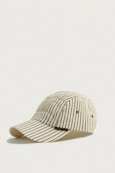 Zara SEERSUCKER STRIPE CAP - Ecru