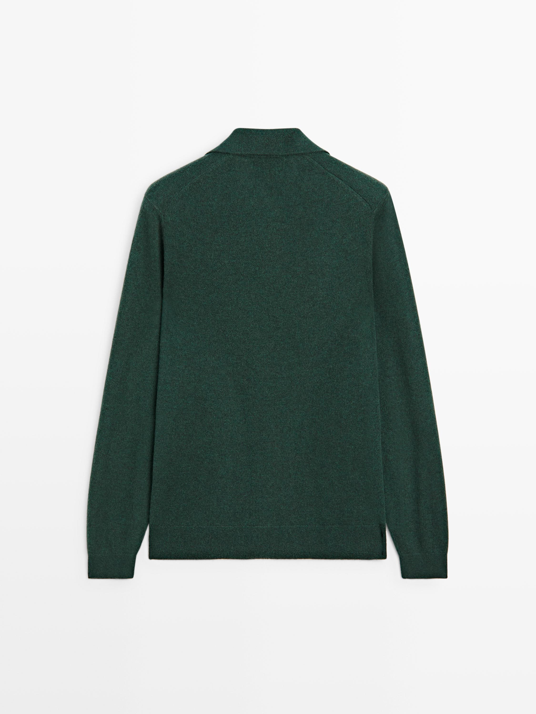 Pull polo à col en V maille 100 % laine