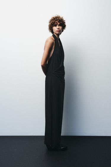 FLOWING DRAPED MIDI DRESS - Black by Zara