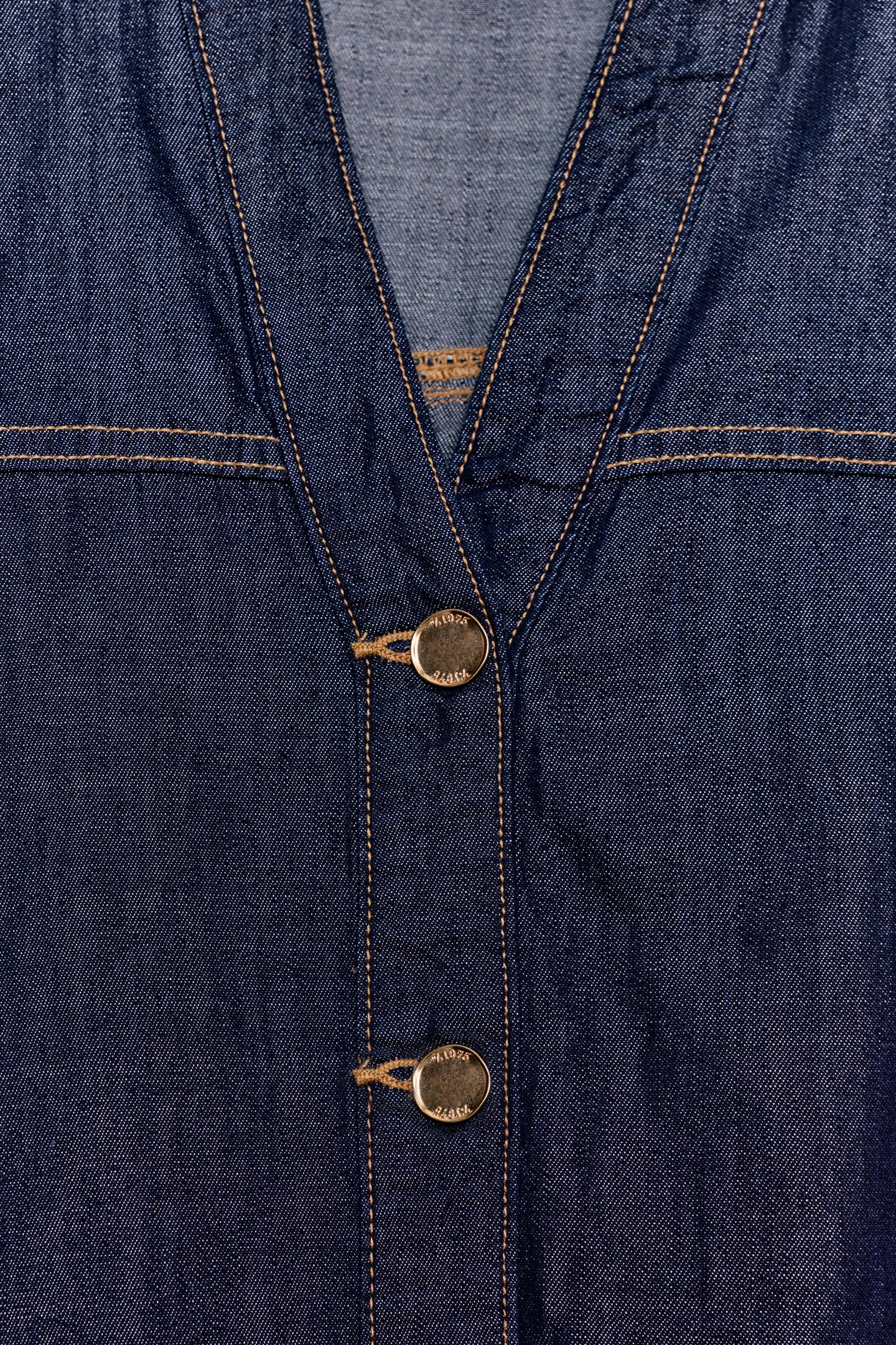 Женская рубашка Zara Z1975 Wide Sleeve Denim Shirt, цвет: Синий — фото 10