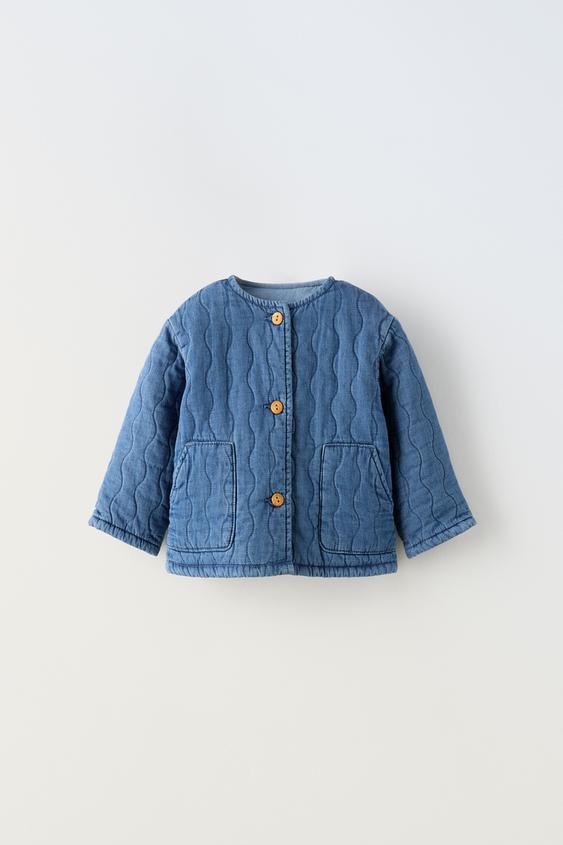 FLORAL QUILTED JACKET - Blue
