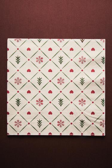 CONJUNTO DE GUARDANAPOS DE PAPEL COM DETALHES DE NATAL (CONJUNTO DE 20) - Vermelho da Zara