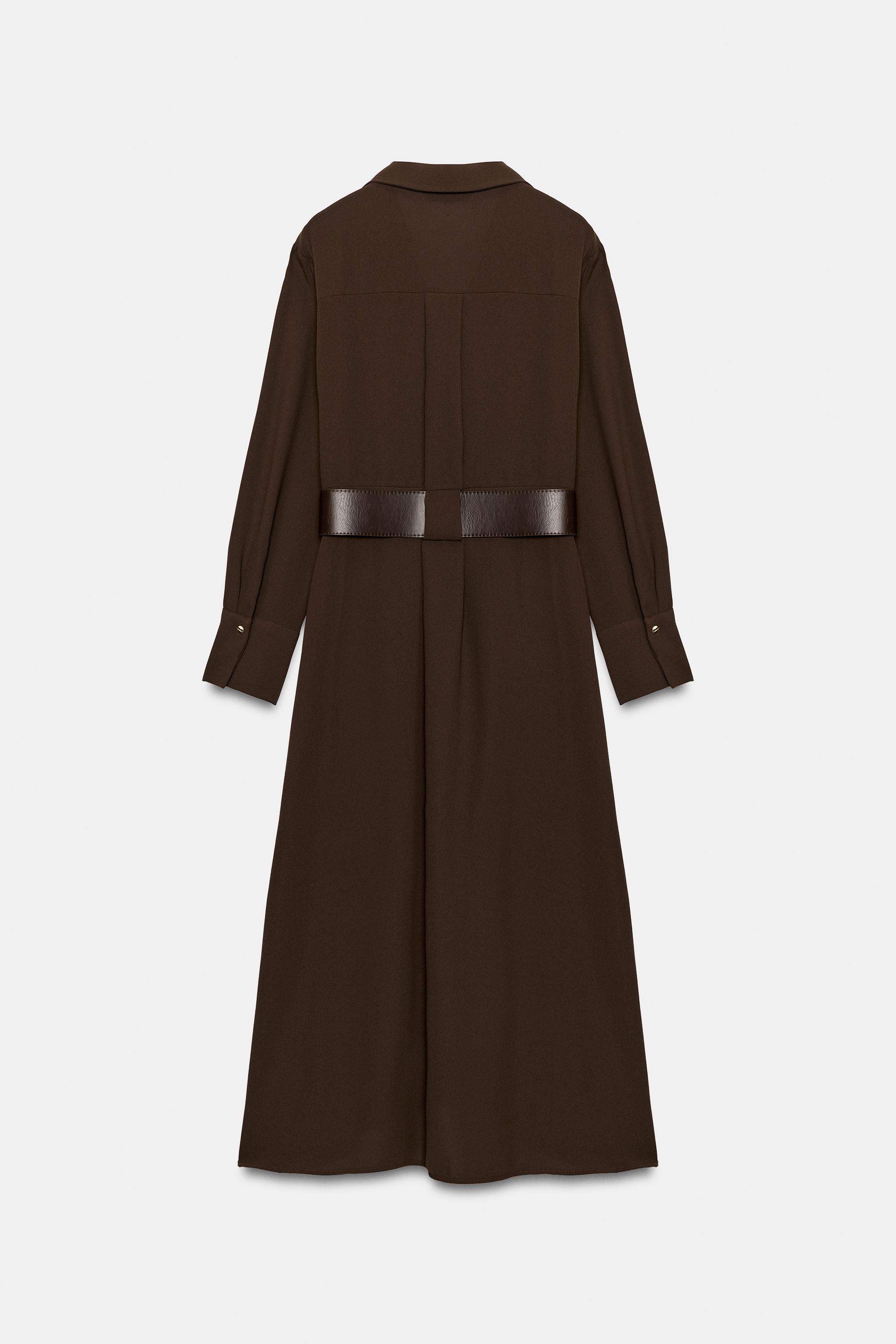 BELTED MIDI SHIRT DRESS
