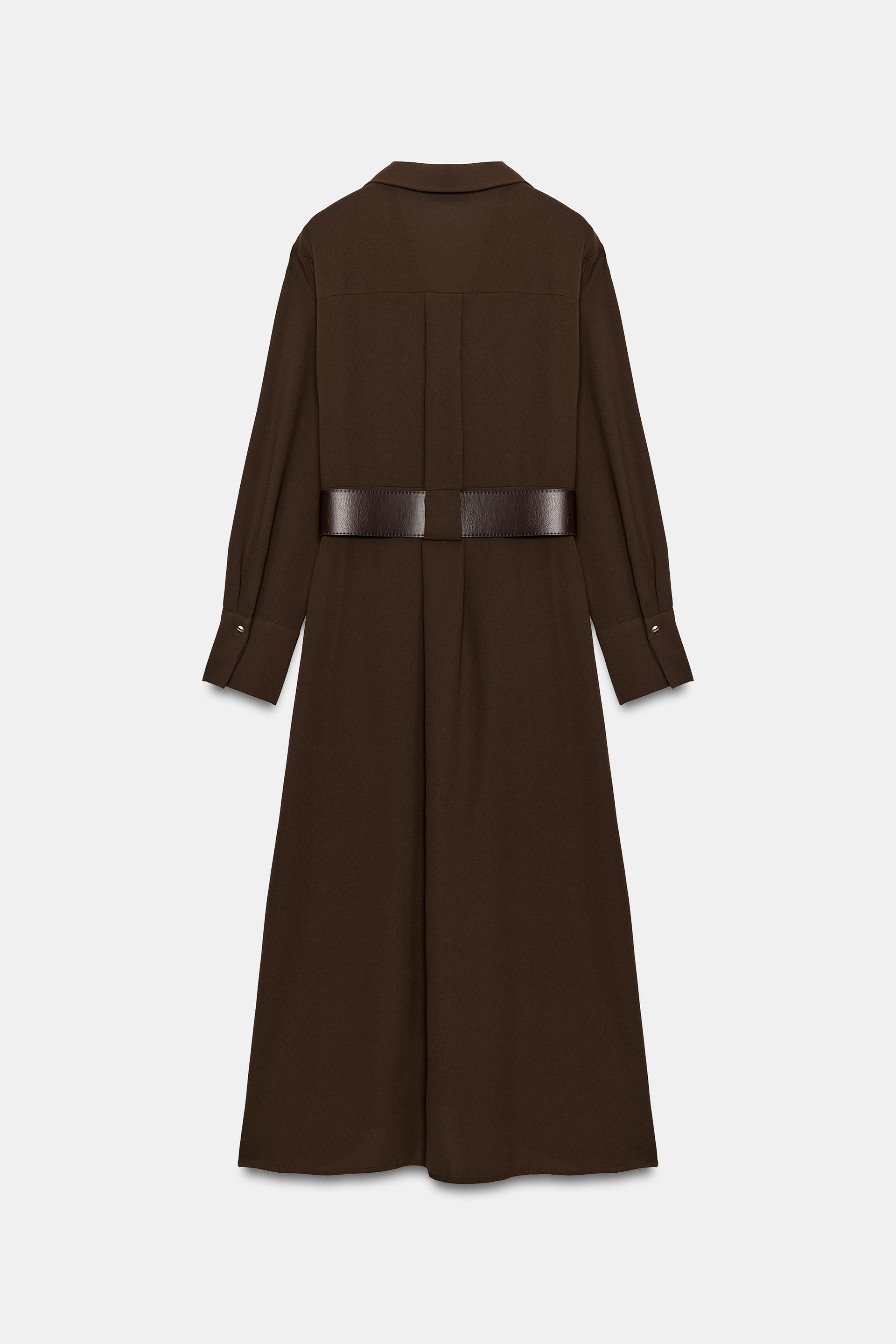 BELTED MIDI SHIRT DRESS thumbnail 8