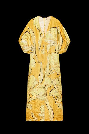 Zara ZW COLLECTION PRINTED DRESS - Yellow - Image 0