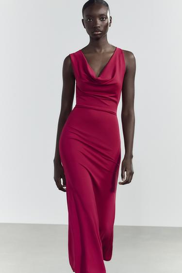ROBE LONGUE FLUIDE - Framboise de Zara - Image 1