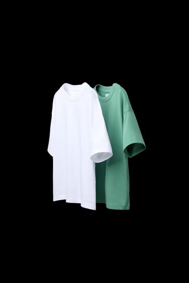 Zara TWO-PACK OF PLAIN T-SHIRTS - Green - Image 0