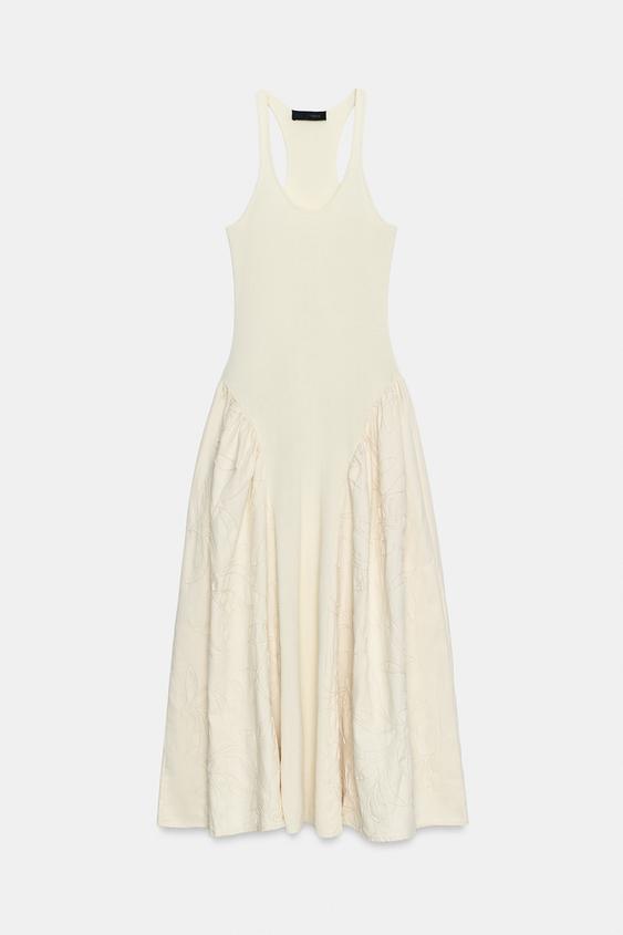 EMBROIDERED KNIT DRESS - Light beige by Zara - Image 0