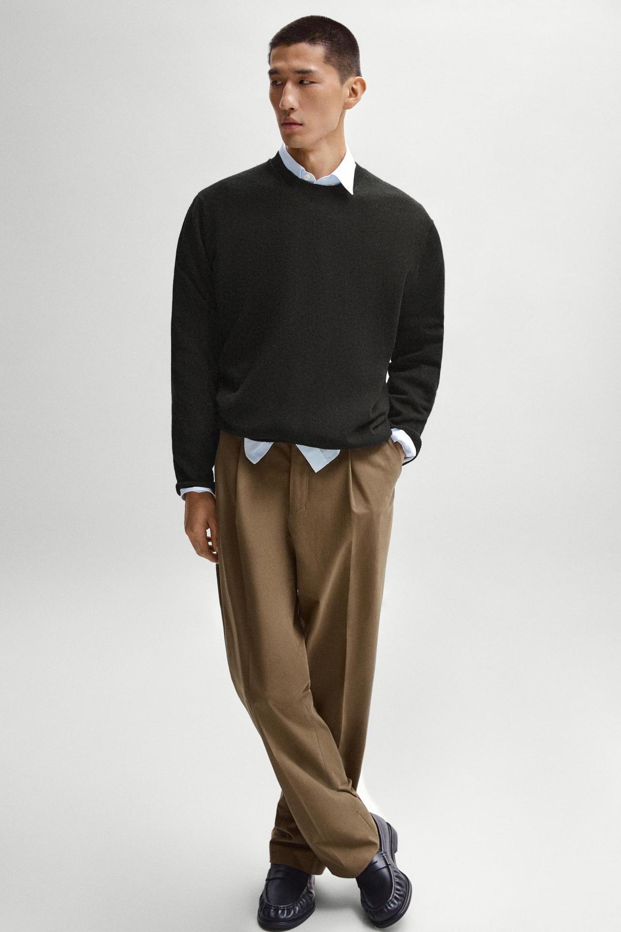 Cotton blend relaxed fit pants — Caramel