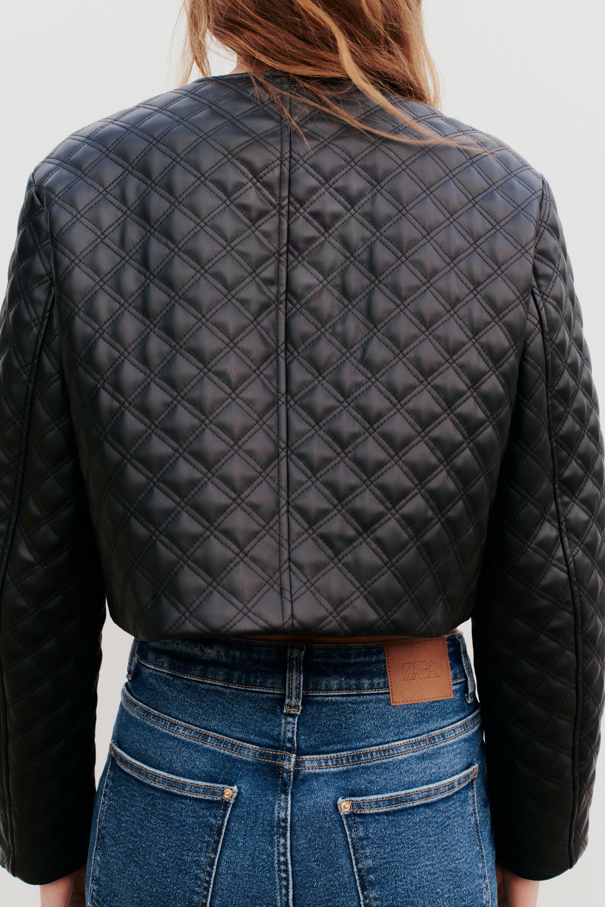 Zara quilted cheap leather jacket