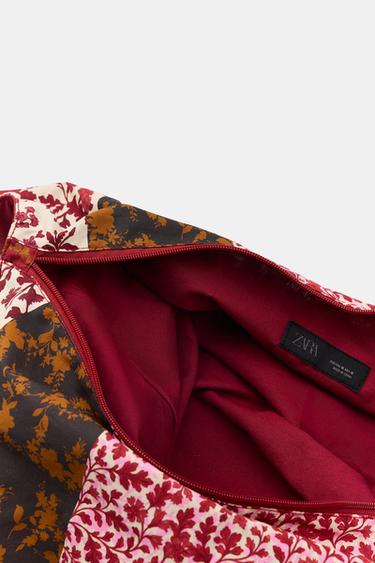 MAXI 100% COTTON FLORAL PRINT BAG - Burgundy by Zara - Image 5